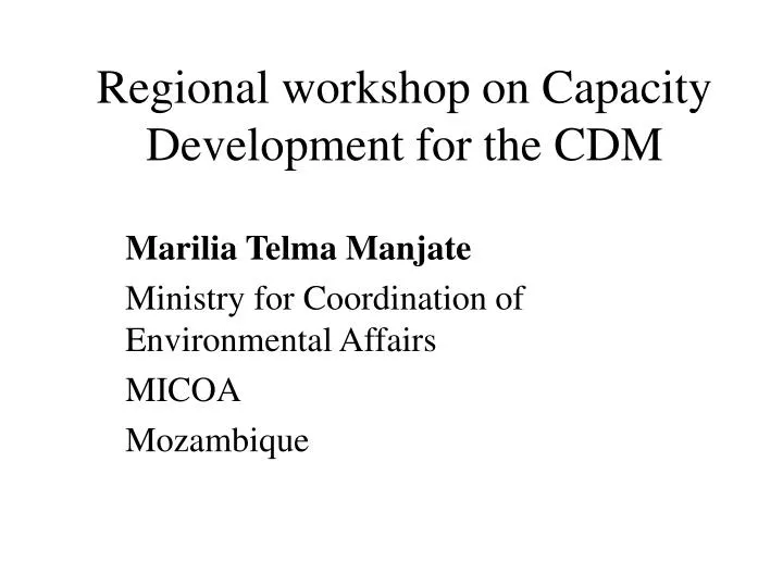regional workshop on capacity development for the cdm