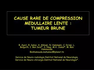cause rare de compression medullaire lente tumeur brune