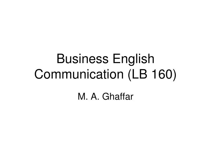 business english communication lb 160