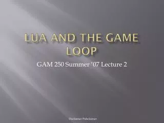 LUA and the game loop