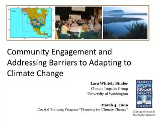 Community Engagement and Addressing Barriers to Adapting to Climate Change