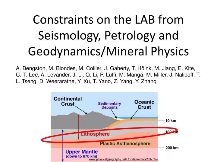 constraints on the lab from seismology petrology and geodynamics mineral physics