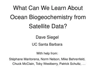 What Can We Learn About Ocean Biogeochemistry from Satellite Data?