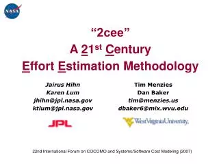 2cee a 2 1 st c entury e ffort e stimation methodology
