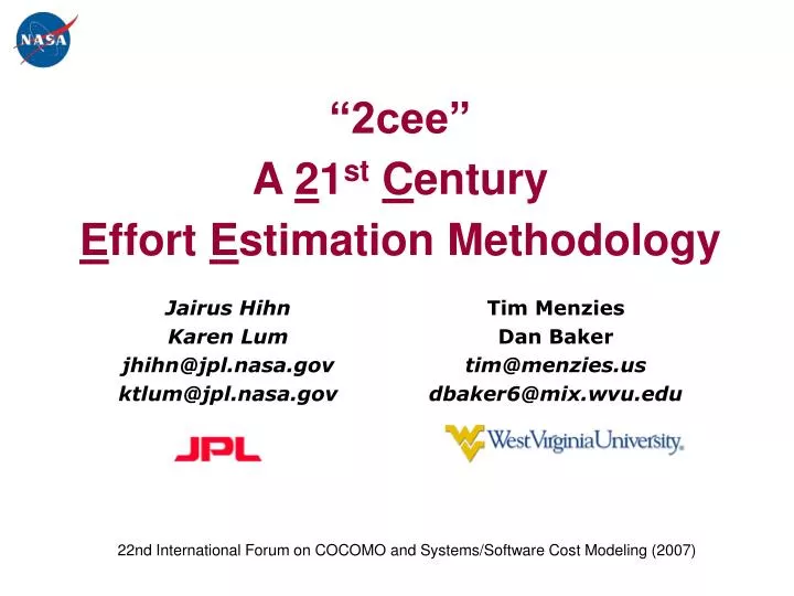 2cee a 2 1 st c entury e ffort e stimation methodology