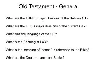 Old Testament - General