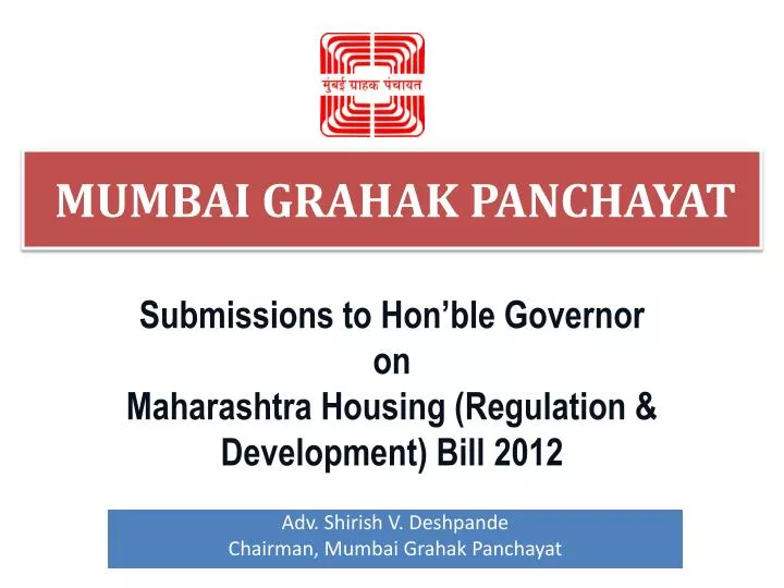 submissions to hon ble governor on maharashtra housing regulation development bill 2012