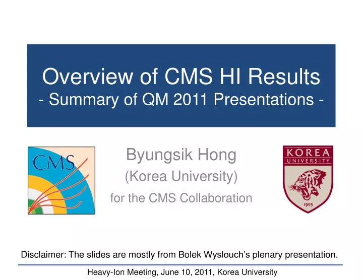 overview of cms hi results summary of qm 2011 presentations