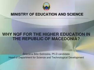 MINISTRY OF EDUCATION AND SCIENCE