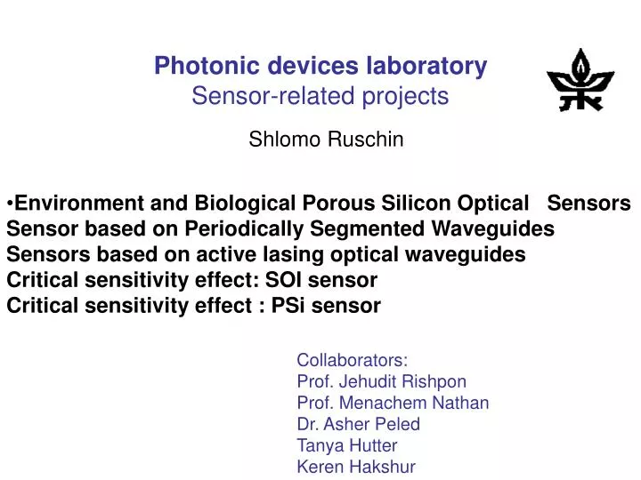 photonic devices laboratory sensor related projects