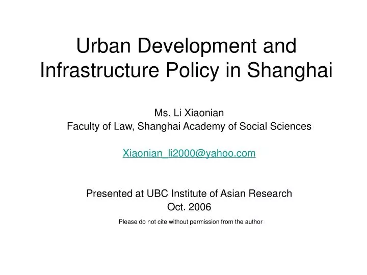 urban development and infrastructure policy in shanghai