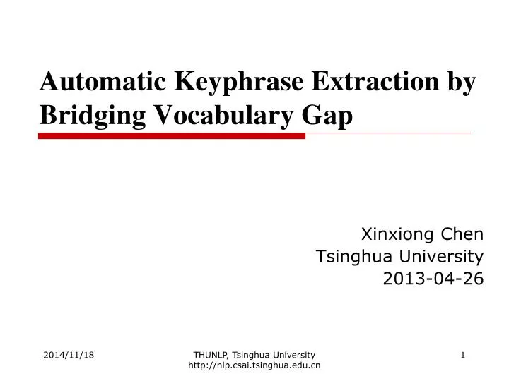 automatic keyphrase extraction by bridging vocabulary gap