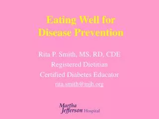 Eating Well for Disease Prevention