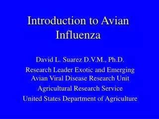 Introduction to Avian Influenza