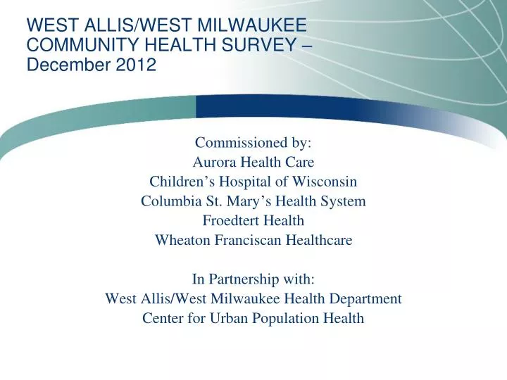 west allis west milwaukee community health survey december 2012