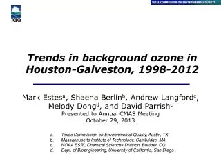 Trends in background ozone in Houston-Galveston, 1998-2012