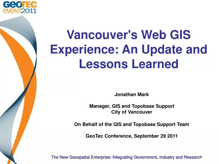 vancouver s web gis experience an update and lessons learned