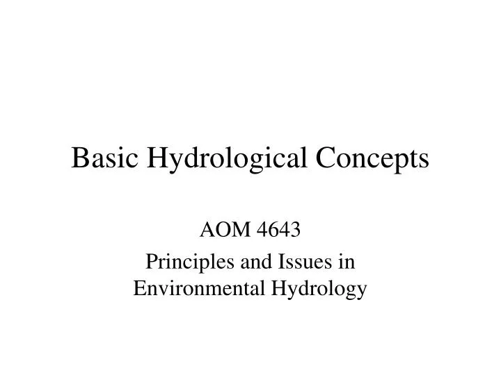 basic hydrological concepts