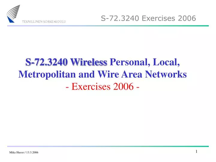 s 72 3240 wireless personal local metropolitan and wire area networks exercises 2006