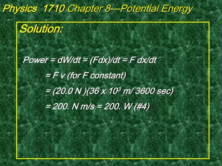 physics 1710 chapter 8 potential energy