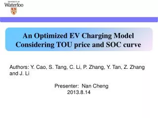 An Optimized EV Charging Model Considering TOU price and SOC curve