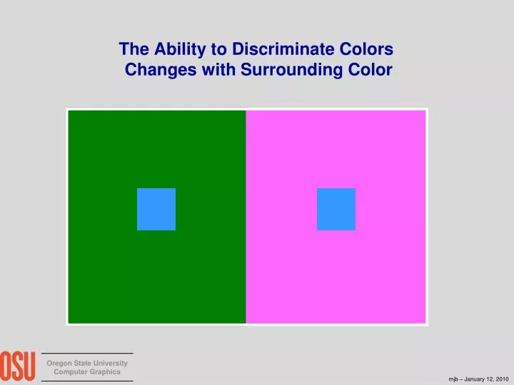 the ability to discriminate colors changes with surrounding color