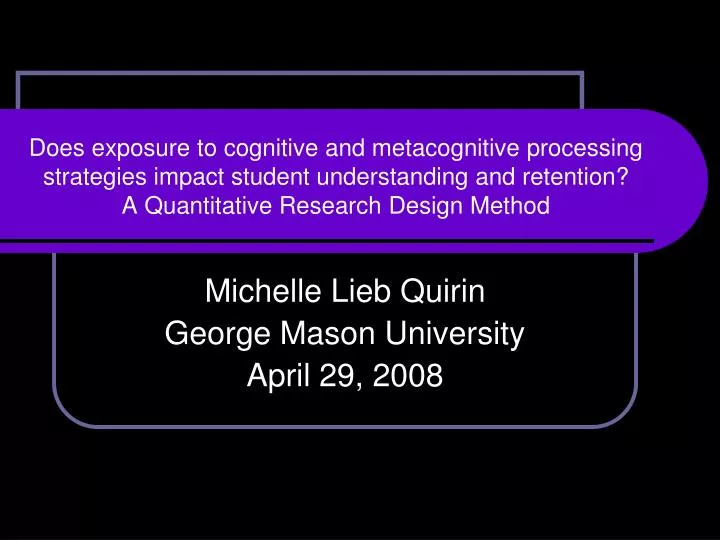 michelle lieb quirin george mason university april 29 2008