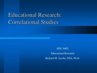 Educational Research: Correlational Studies