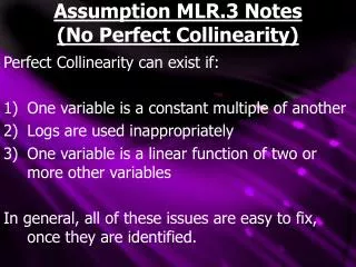 Assumption MLR.3 Notes (No Perfect Collinearity)