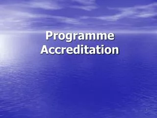 Programme Accreditation