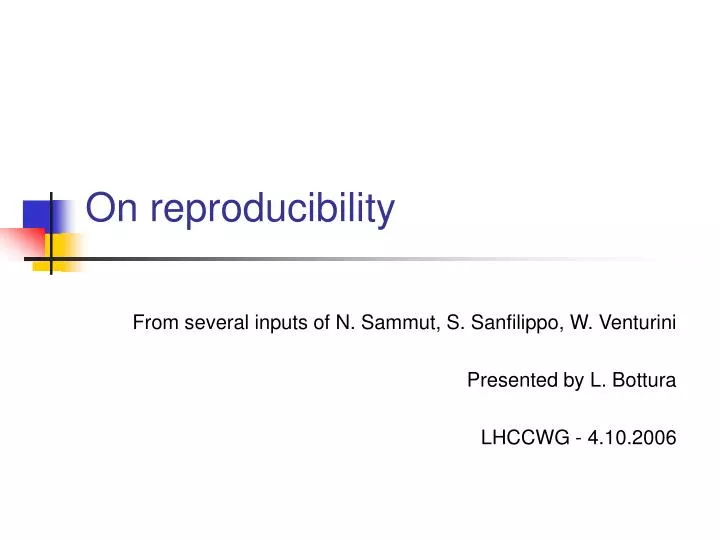 on reproducibility
