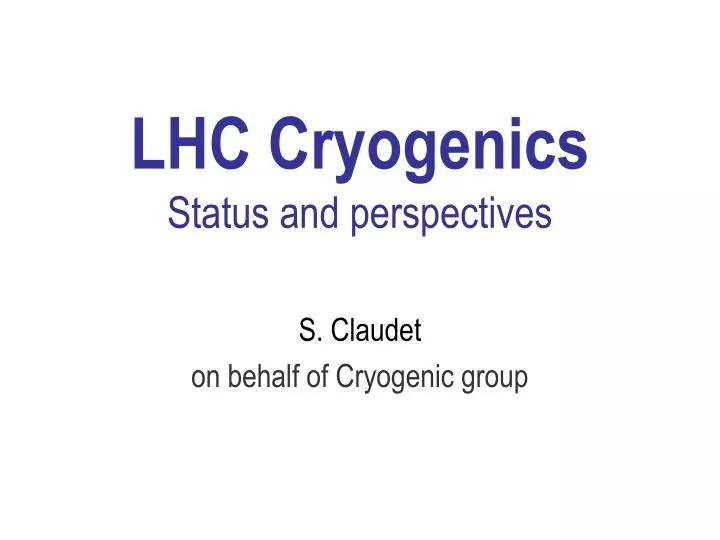 lhc cryogenics status and perspectives