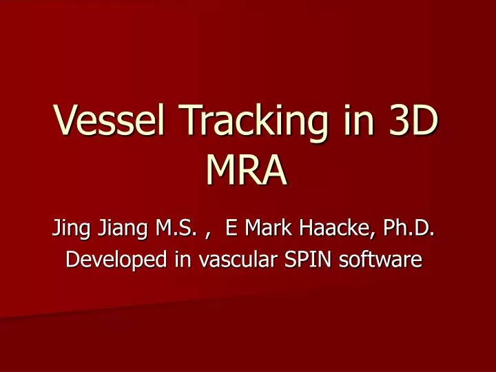 vessel tracking in 3d mra