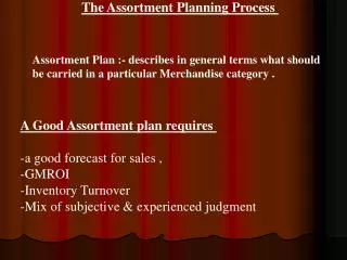 The Assortment Planning Process
