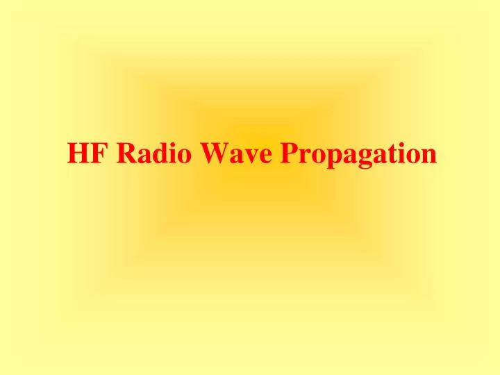 hf radio wave propagation