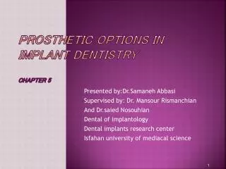 Prosthetic Options in Implant Dentistry chapter 5