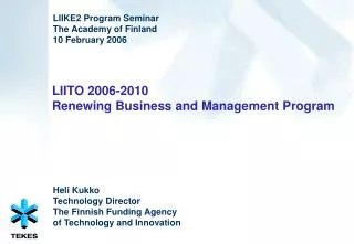 LIITO 2006-2010 Renewing Business and Management Program