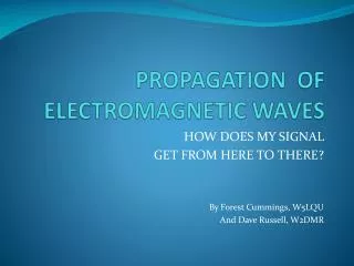 PROPAGATION OF ELECTROMAGNETIC WAVES