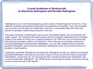 Some Things to Consider in Getting Plumber Nottingham