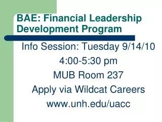BAE: Financial Leadership Development Program
