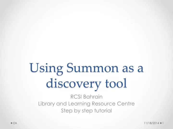 using summon as a discovery tool