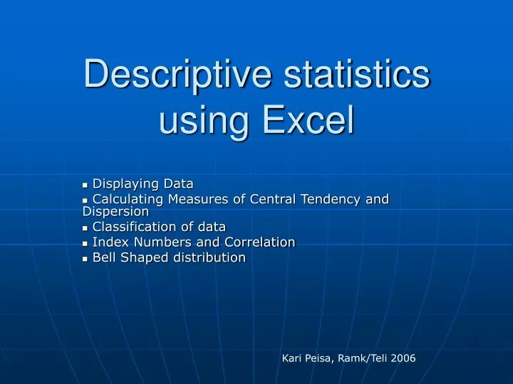 descriptive statistics using excel