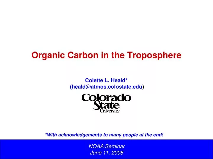 organic carbon in the troposphere