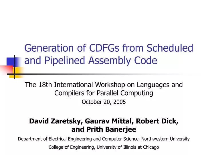 generation of cdfgs from scheduled and pipelined assembly code