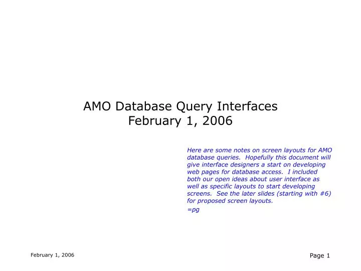 amo database query interfaces february 1 2006