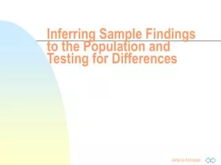 Inferring Sample Findings to the Population and Testing for Differences