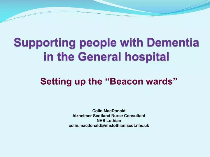 supporting people with dementia in the general hospital