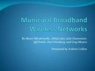 Municipal Broadband Wireless Networks