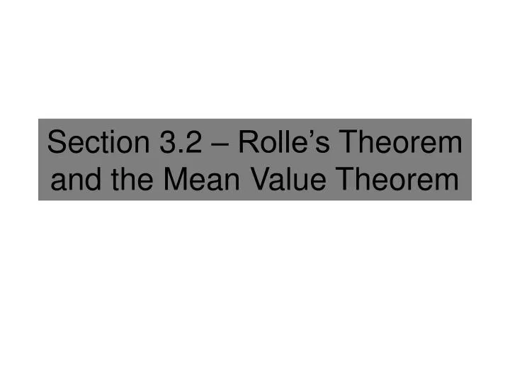section 3 2 rolle s theorem and the mean value theorem
