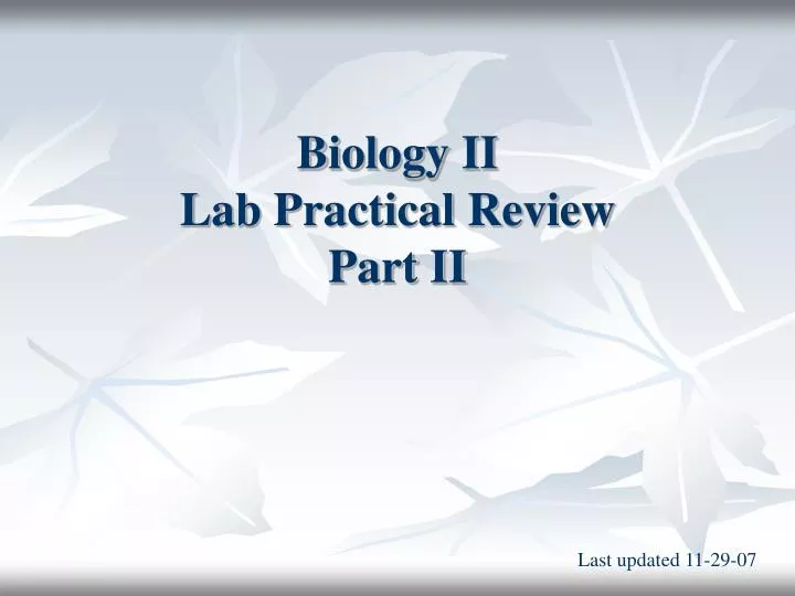 biology ii lab practical review part ii